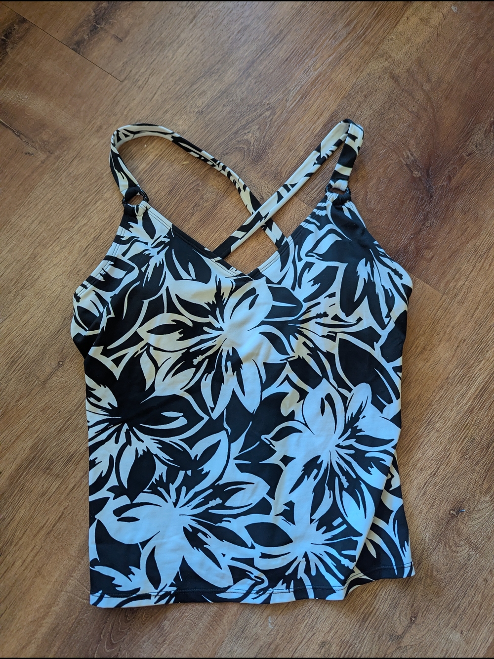 Jantzen Black and White Floral Women’s Swim Tankini Top